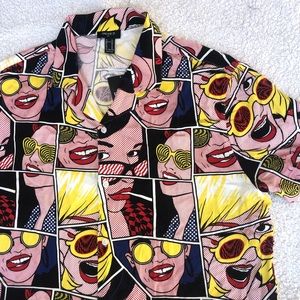Forever 21 shirt button down comic girl print NWT men’s XL unisex